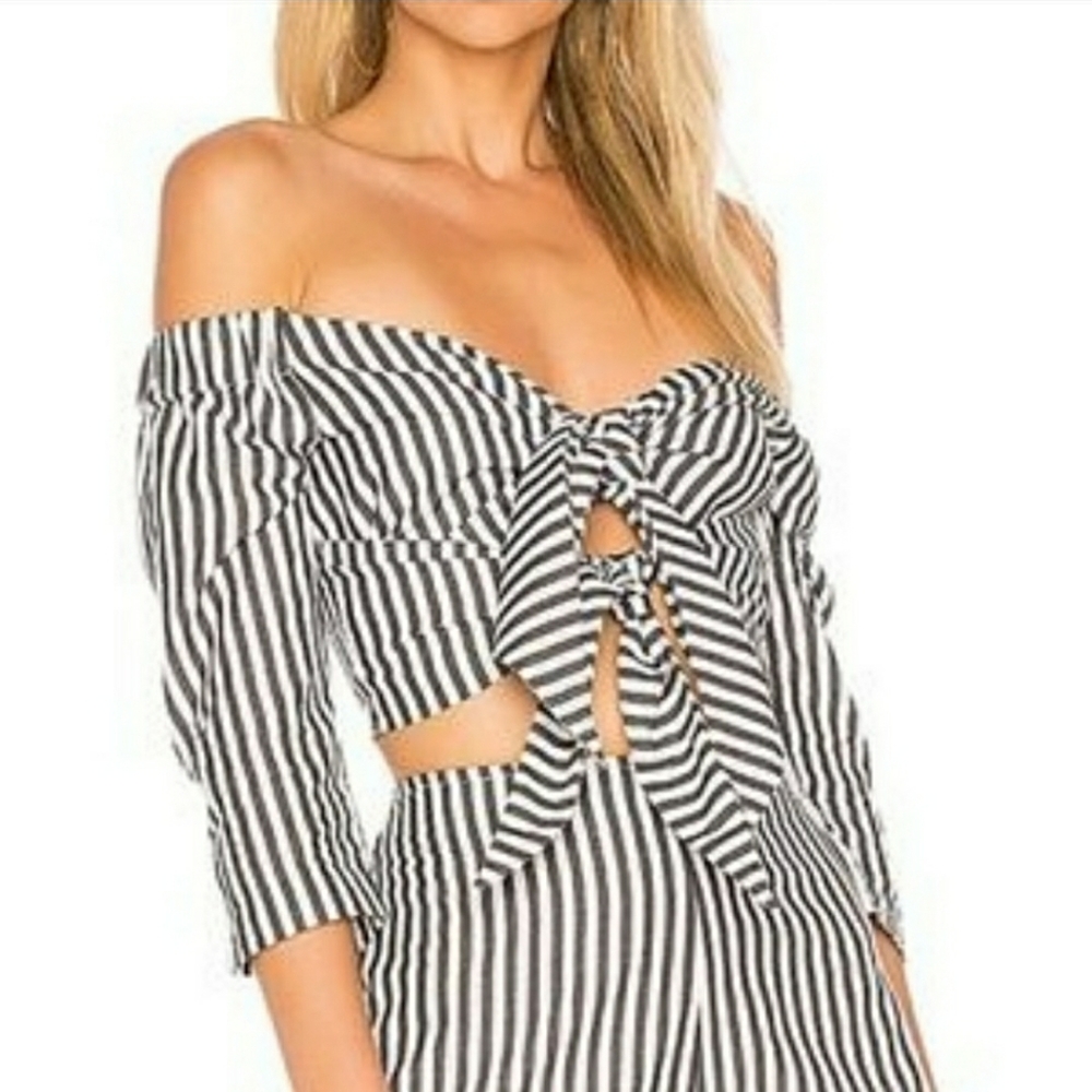 L’Academie Revolve Annette Crop Top Striped Size S